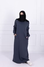 Hoodie Abaya (Blue Grey) - Image 4
